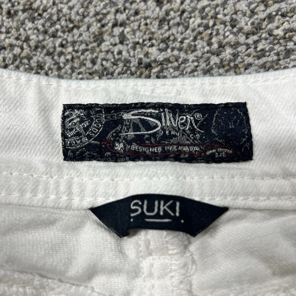 Silver Jeans Womens 31 White Suki Mid Capri 25